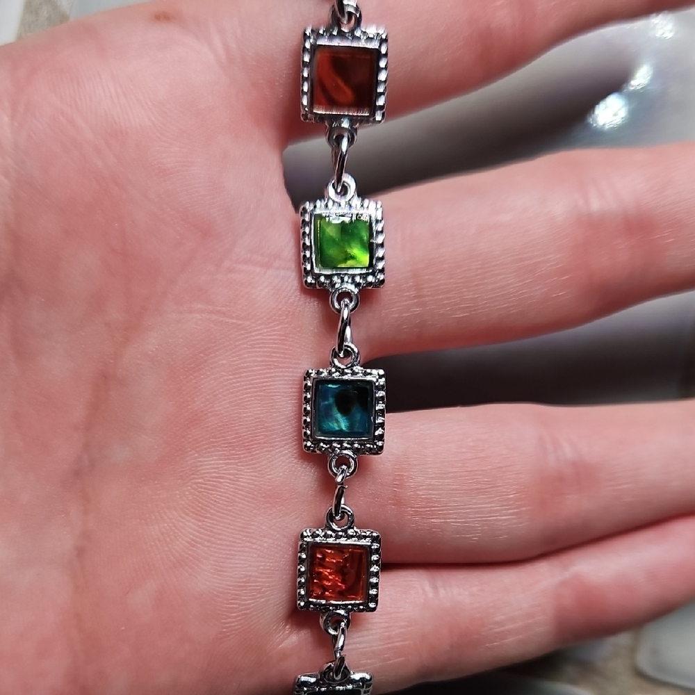 Multicolor Square Gemstone Bracelet - image 6